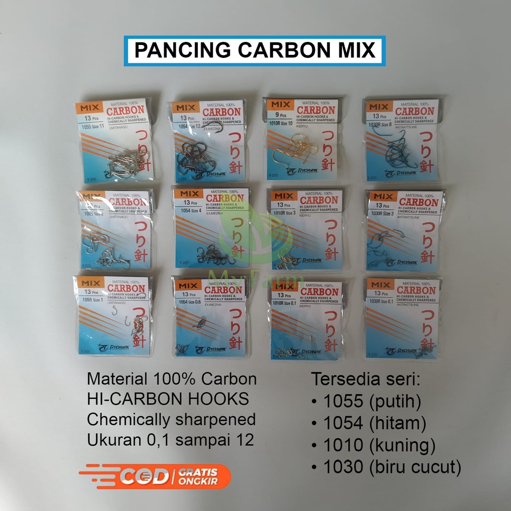 Pancing Carbon Mix Seri 1055 Putih 1054 Hitam 1010 Kuning 1030 Akitakitsune Biru Cucut Capit Urang U