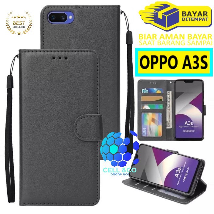 Flip cover OPPO A3S Flip case buka tutup kesing hp casing flip case leather wallet