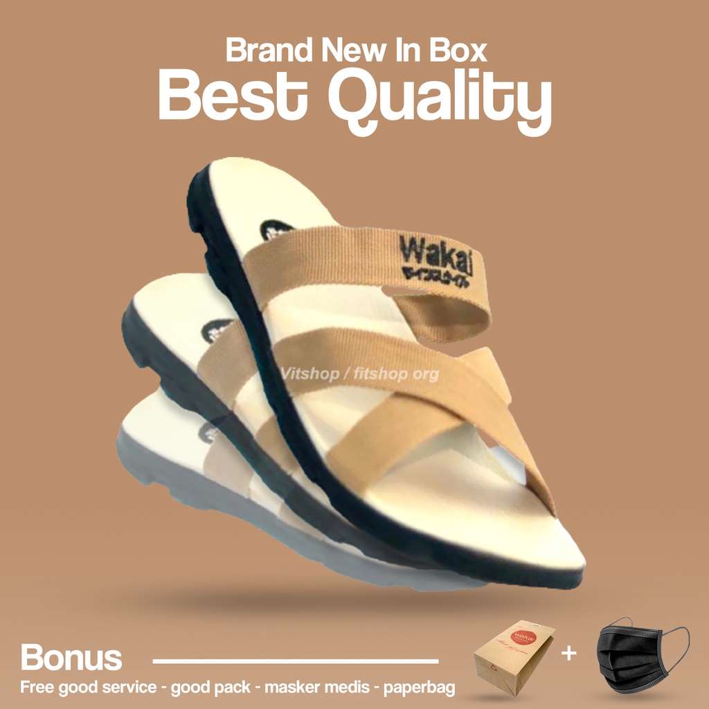 Wakai Flipflop Sandal Pria Terbaru Fashion Korea Wakai Tali Silang Two Tone Size Lokal Trendy 2020