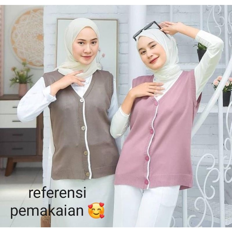 Lola Vest / Vest V Kancing / Vest Rajut Wanita / Vest kekinian/ Vest Viral