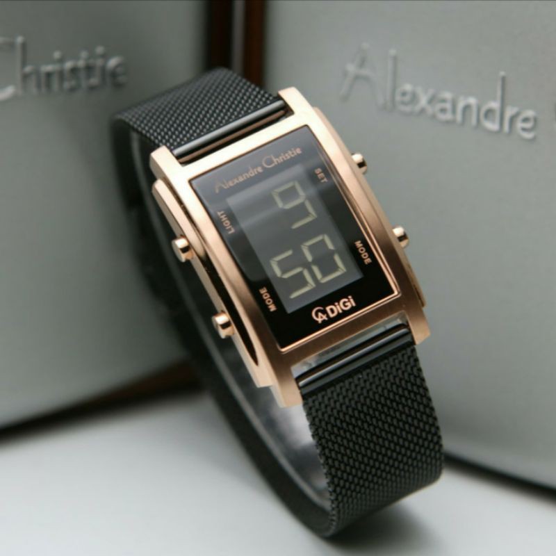 ALEXANDRE CHRISTIE AC9334 BLACK ROSEGOLD WANITA.ORIGINAL GARANSI RESMI 1 TAHUN