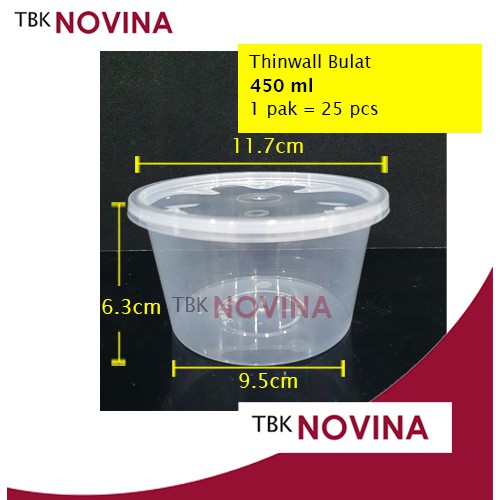 [25PCS] Thinwall 450ml mangkuk makan bowl bulat rata plastik es kepal milo thinwal thinwall /pack