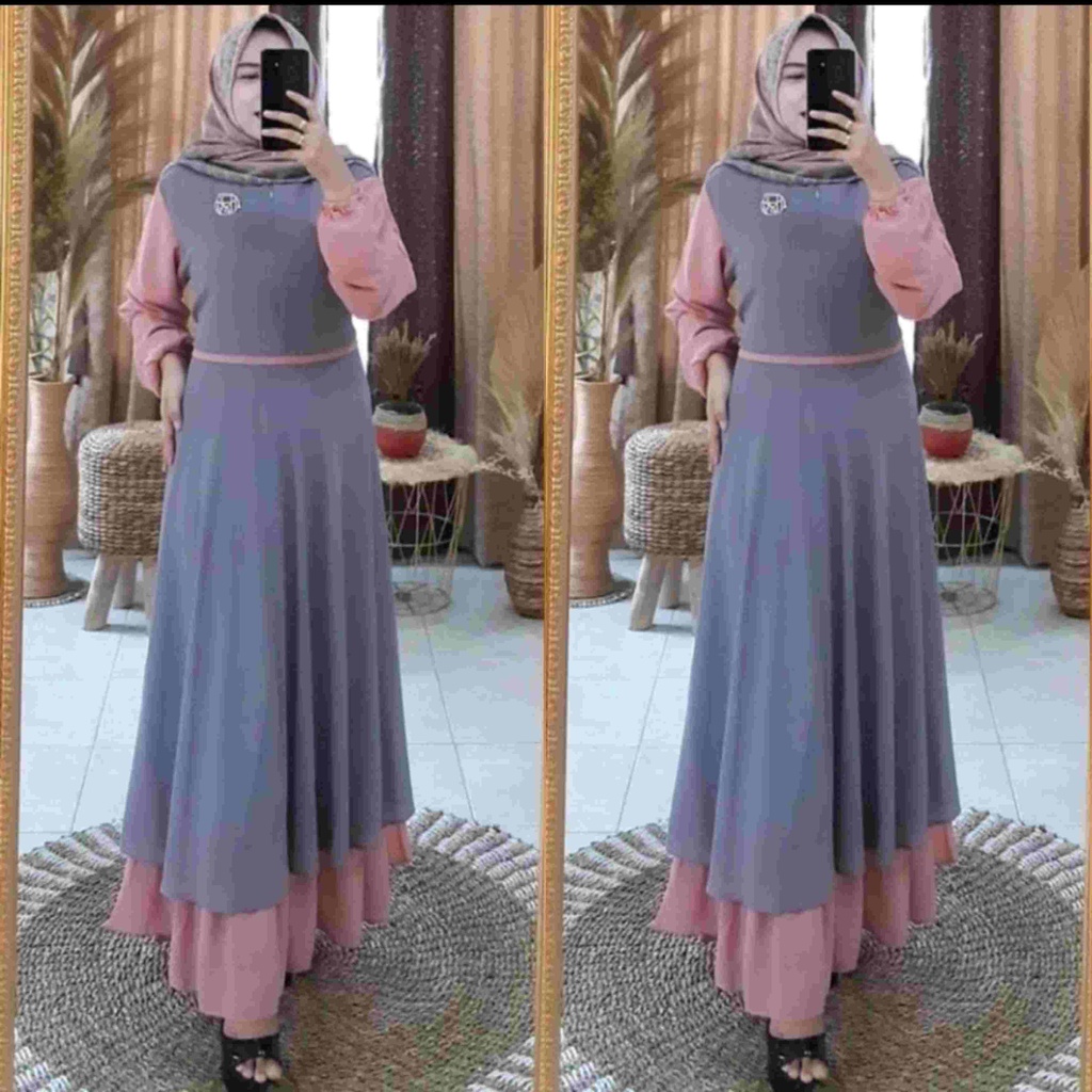 andara maxi 2 ceruty bebydoll kombinasi warna /gamis syarii ceruty bebydoll kombi