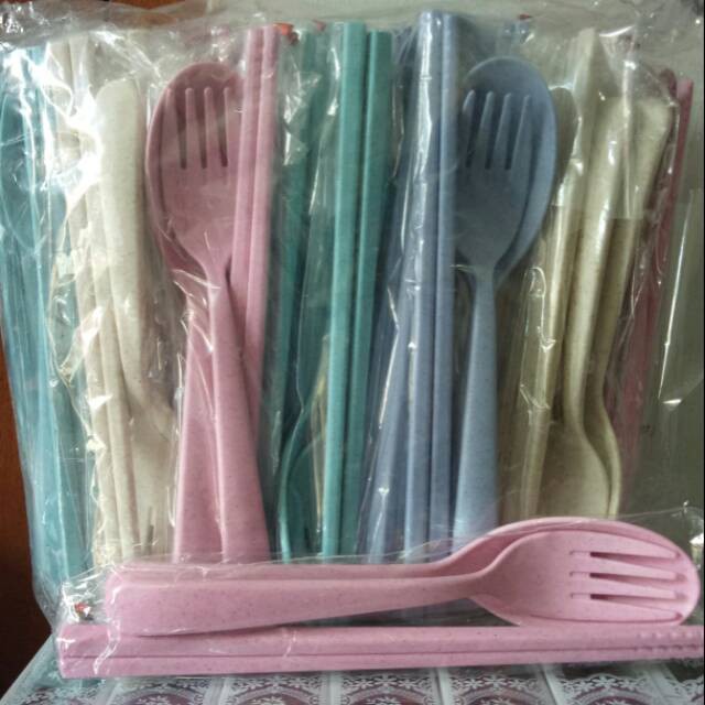 Grosir Termurah Sendok Garpu Sumpit Go Green BAhan Plastik Tebal
