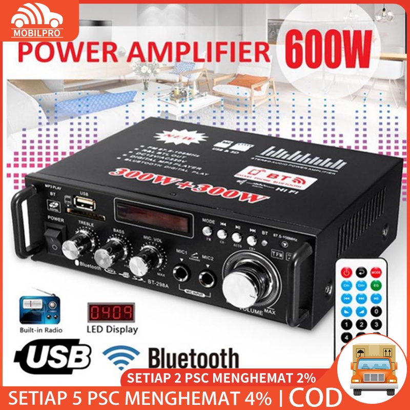 COD Power Ampli Amplifier Bluetooth 600W Karaoke Home Theater FM Radio