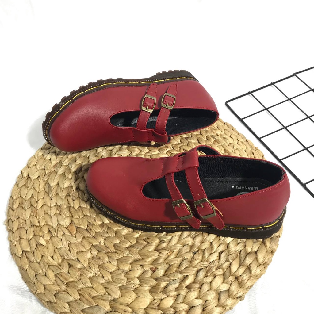 Kirana Mary Jane Maroon / Sepatu Oxford / Sepatu Boots Wanita