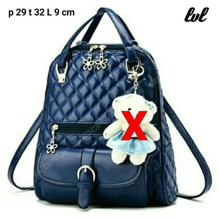 Tas Ransel Kulit Sintetis Jahit Tas Ransel Wanita Murah Tas Wanita - Hitam