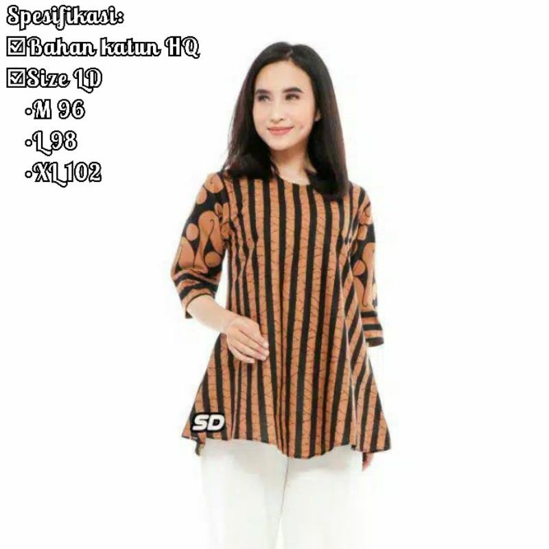 tey-17 Batik wanita ASJ SA HRB026 Kenongo Kemeja Tosca Pendek-SD 1