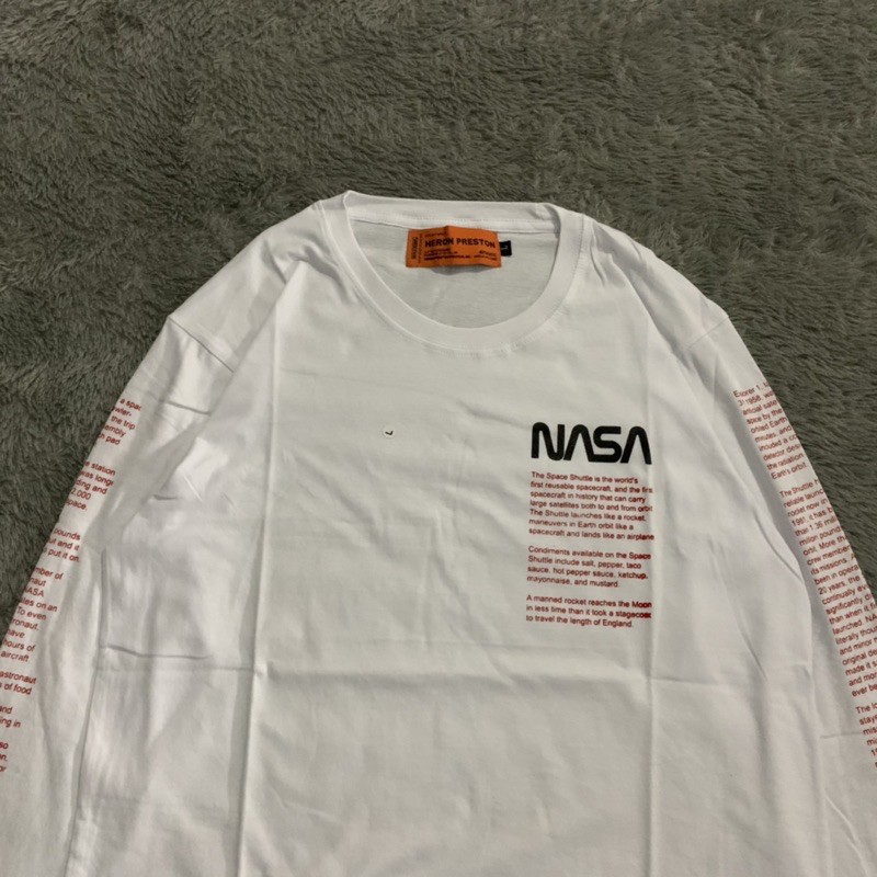 Kaos Tshirt Longsleeve Nasa Heron Preston Fact White Fulltag