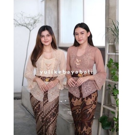 set kebaya jadi Bordir Premium lengan lonceng panjang