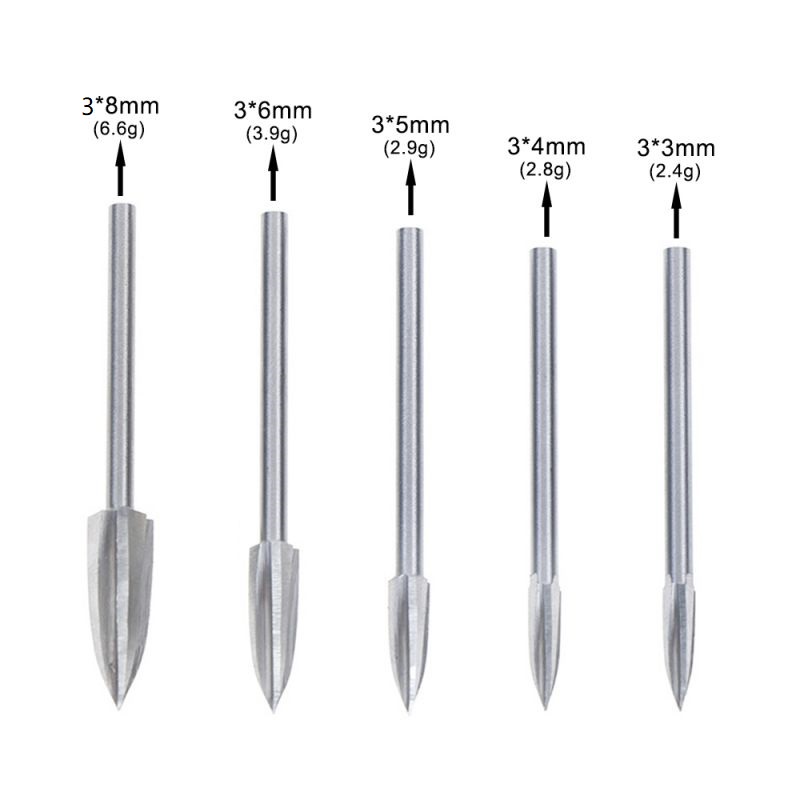 5pcs Mata Bor Ukir Kayu Elektrik Dengan / Wood Carving Drill Bit Milling Cutter