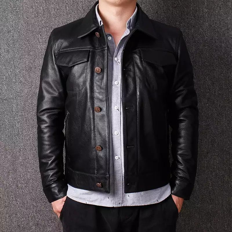 JAKET KULIT ASLI DOMBA GARUT MODEL LEVIS TERBARU WARNA HITAM SUPER ORIGINAL