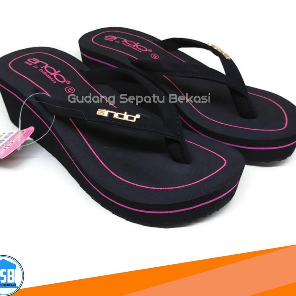 Sandal perempuan Ando Joice Wedges Spon tinggi 5cm sendal wanita dewasa Cewek Asli W7U0