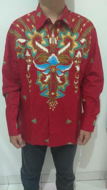 Arjuna Weda Kemeja Batik Barong Merak - Merah