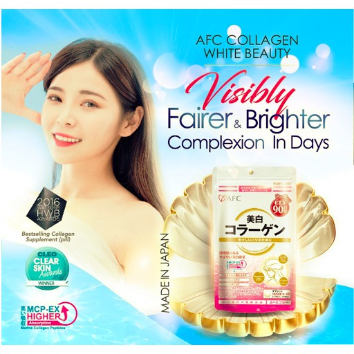 AFC Collagen White Beauty - Collagen + Whitening Supplement - Marine Collagen Glutathione