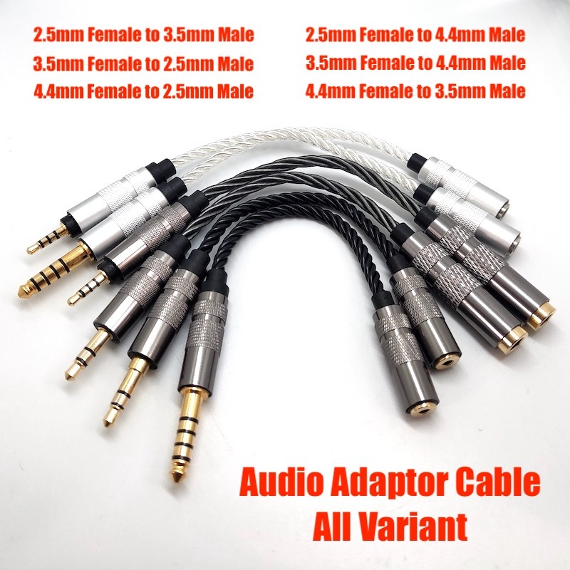 Male To Female 3.5mm 2.5mm 4.4mm Balanced Jack Audio Adapter Cable