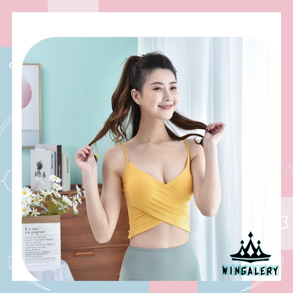 WINGALERY Tanktop fashion wanita Crop top Model silang pakaian dalam wanita 1050