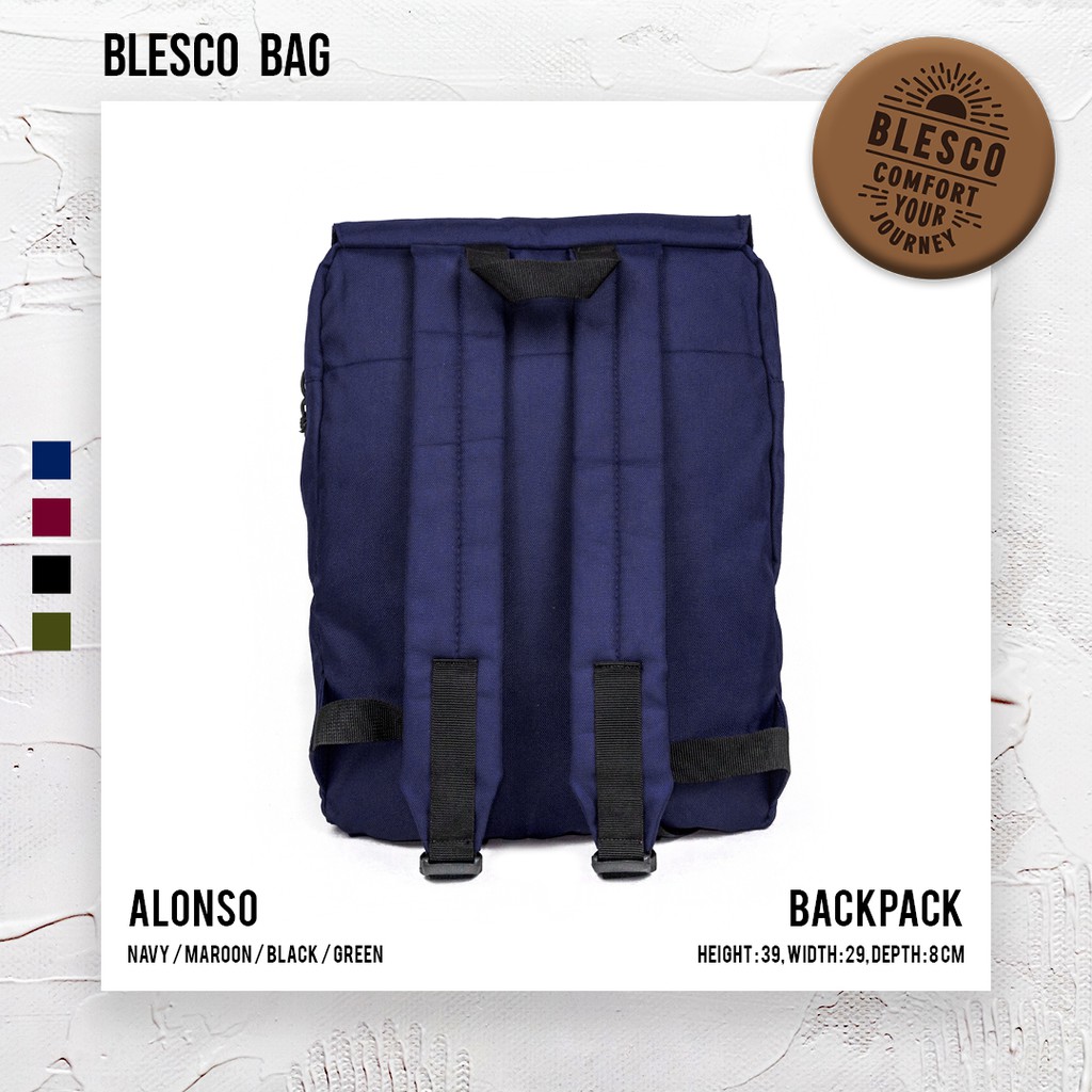 Tas Punggung Pria Warna Navy - Blesco Alonso Ransel Kuliah Tas Laptop 14 inch