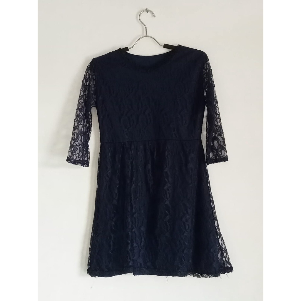 Dress / Gaun Brokat Biru Lengan Panjang 009 PL