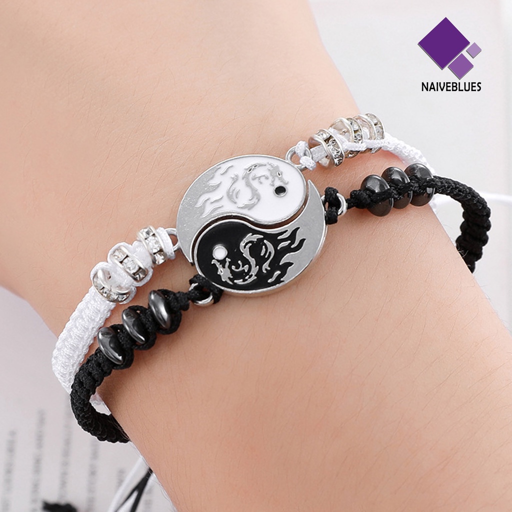 Naiveblue &gt; Gelang Tangan Rantai Adjustable Motif Yin Yang Gaya Etnik Retro Untuk Wanita / Valentine