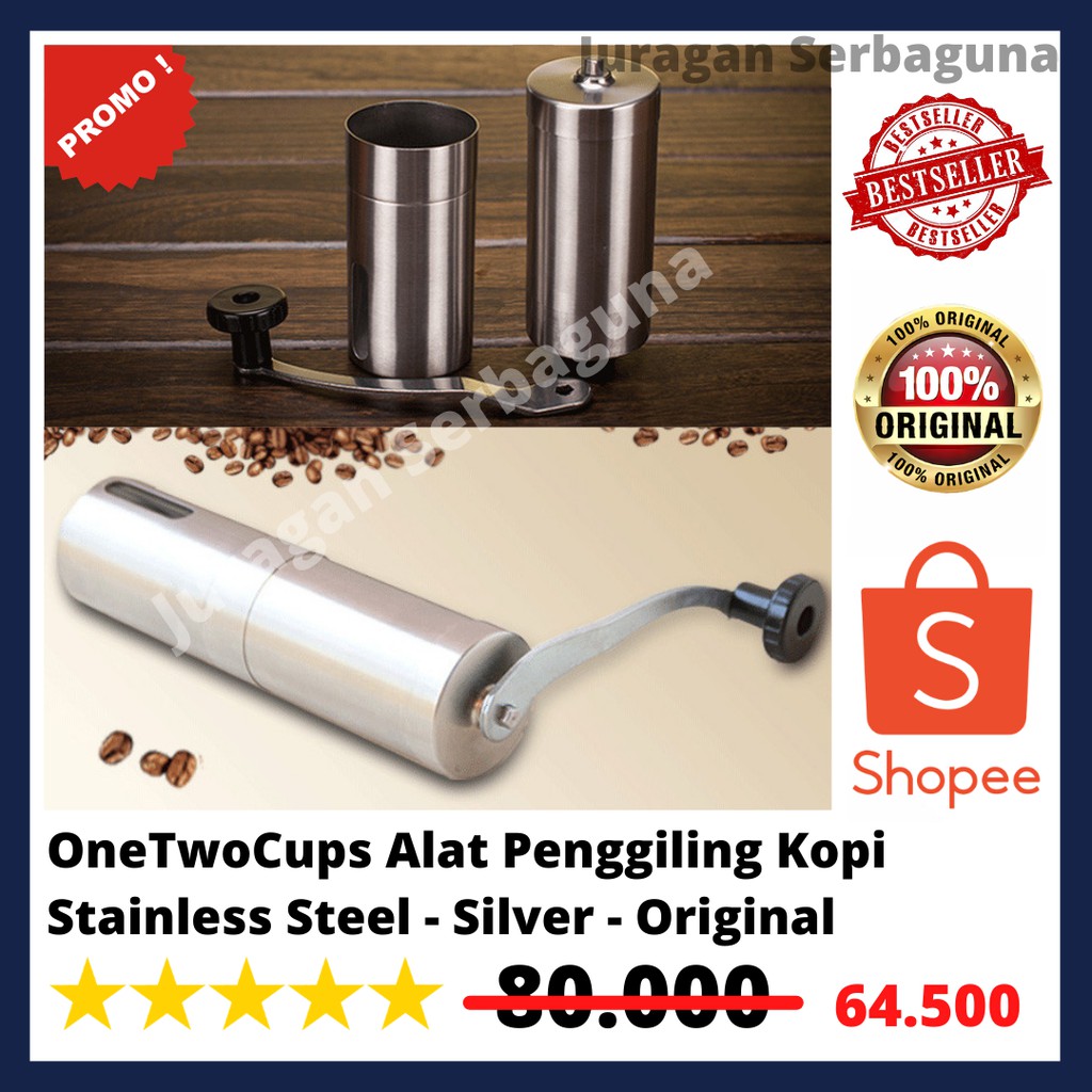 OneTwoCups Alat Penggiling Kopi Stainless Steel - Silver - Original