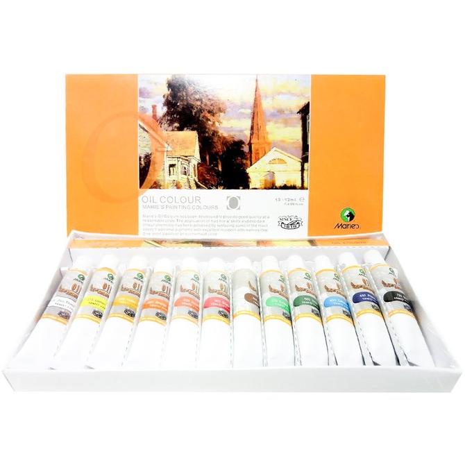 

#####] CAT MINYAK MARIES | OIL COLOUR 12 WARNA 12 ML MURAH