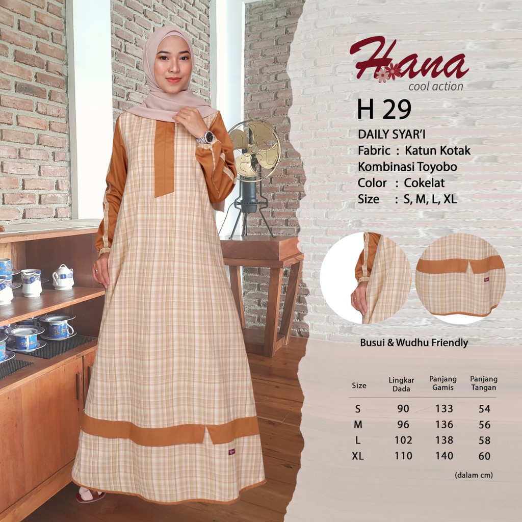HB - HANA 29 BIRU NAVY, COKLAT, HIJAU BOTOL, MAROON | GAMIS ENDOMODA TERBARU 2021