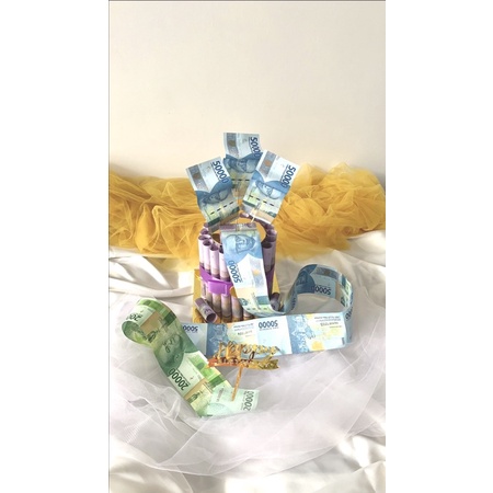 money cake kue uang tarik (REAL MONEY)