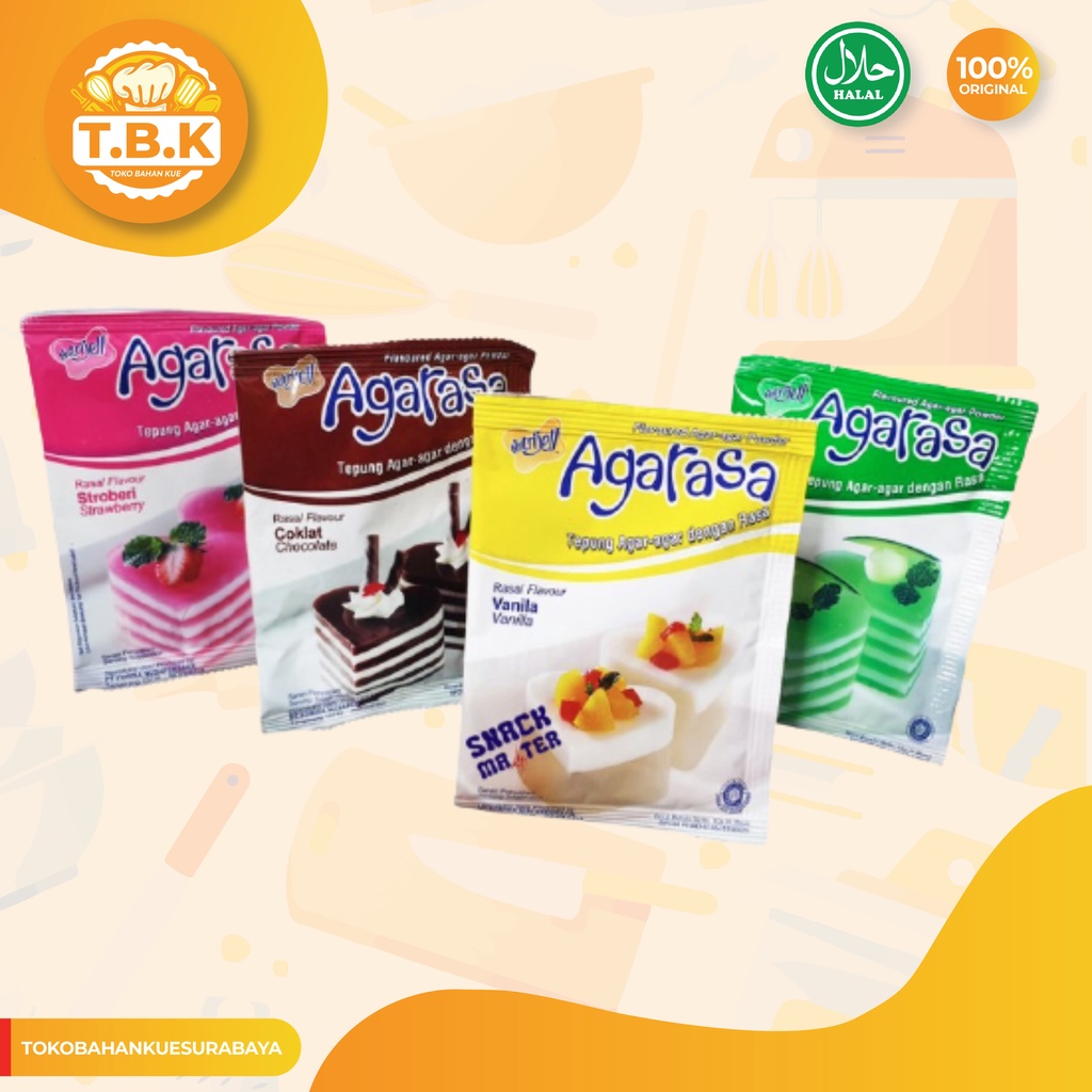 

Nutrijell Agarasa Vanila Coklat Strawberry Melon / Tepung Agar Pudding / Toko Bahan Kue TERMURAH