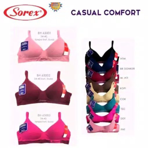 ORIGINAL Bra BH Tanpa Kawat Busa Tipis Super Nyaman Sorex 65001 Asli dan Murah