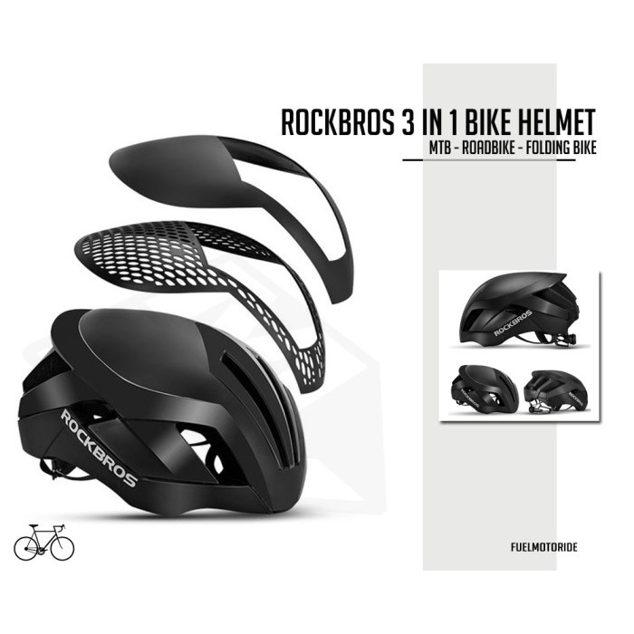 Original rockbros 3 in 1 helm sepeda mtb roadbike seli scott polygon