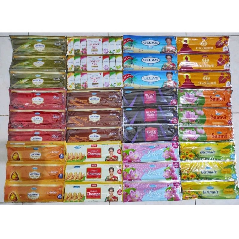 Dupa Ullas / Dupa Stick wangi / Dupa Ullas 35 batang / Dupa Aromatherapy Ullas Vividha Mogra Kewda L