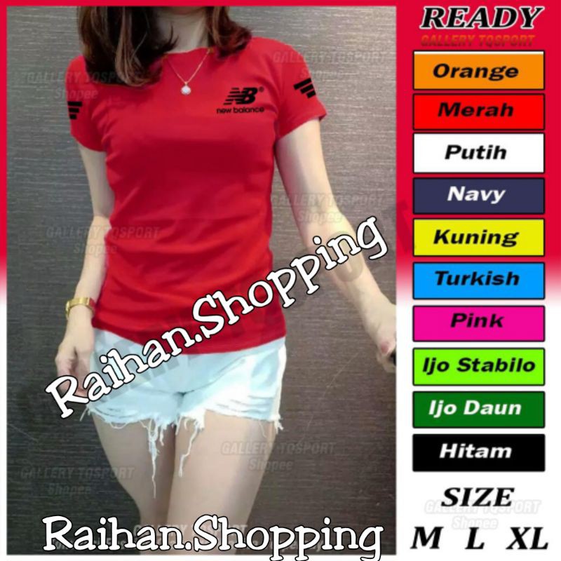 [Logo Sablon Polyflek] NB Kecil Baju Atasan Olahraga Wanita Senam Gym Lari Fitnes