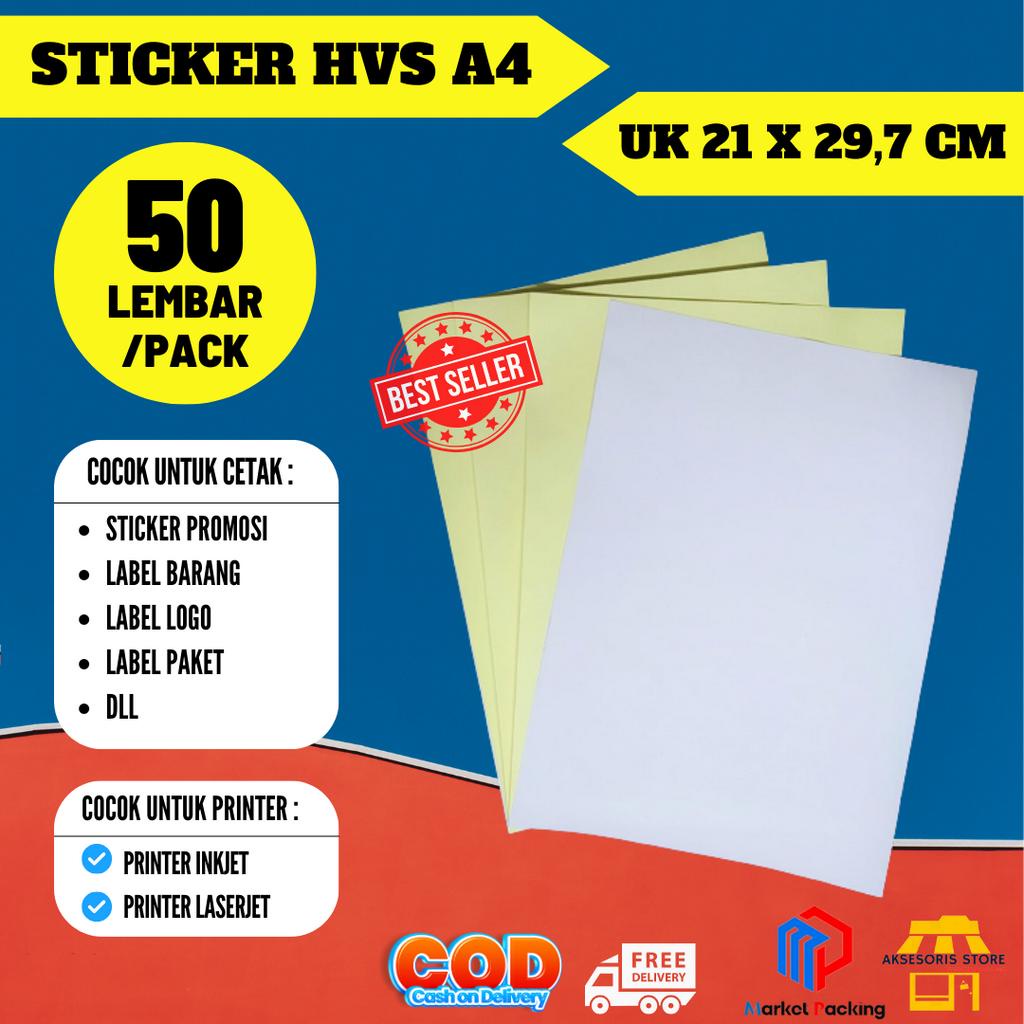 

STICKER HVS A4 ISI 50 LEMBAR / KERTAS STIKER HVS INKJET DOFF A4