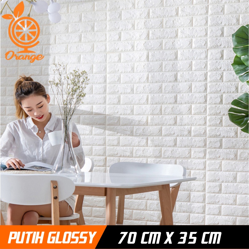 Wallpaper 3D Brick Foam Dekorasi Dinding Wall Foam Brick 3D Batu Bata Waterproof 38Cm X 70CM Gambos - WORLDDEKOR