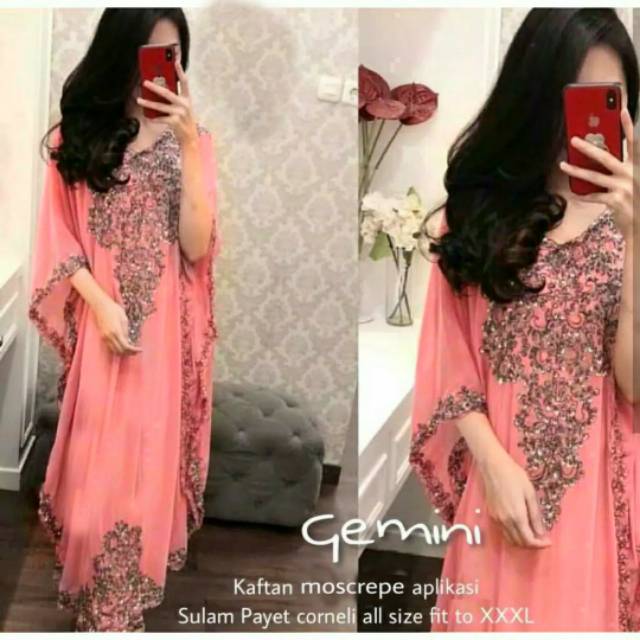 COD GAMIS KAFTAN BORDIR PAYET BORDIR WANITA / GAMIS KAFTAN GEMINI / KAFTAN PAYET / KAFTAN JUMBO