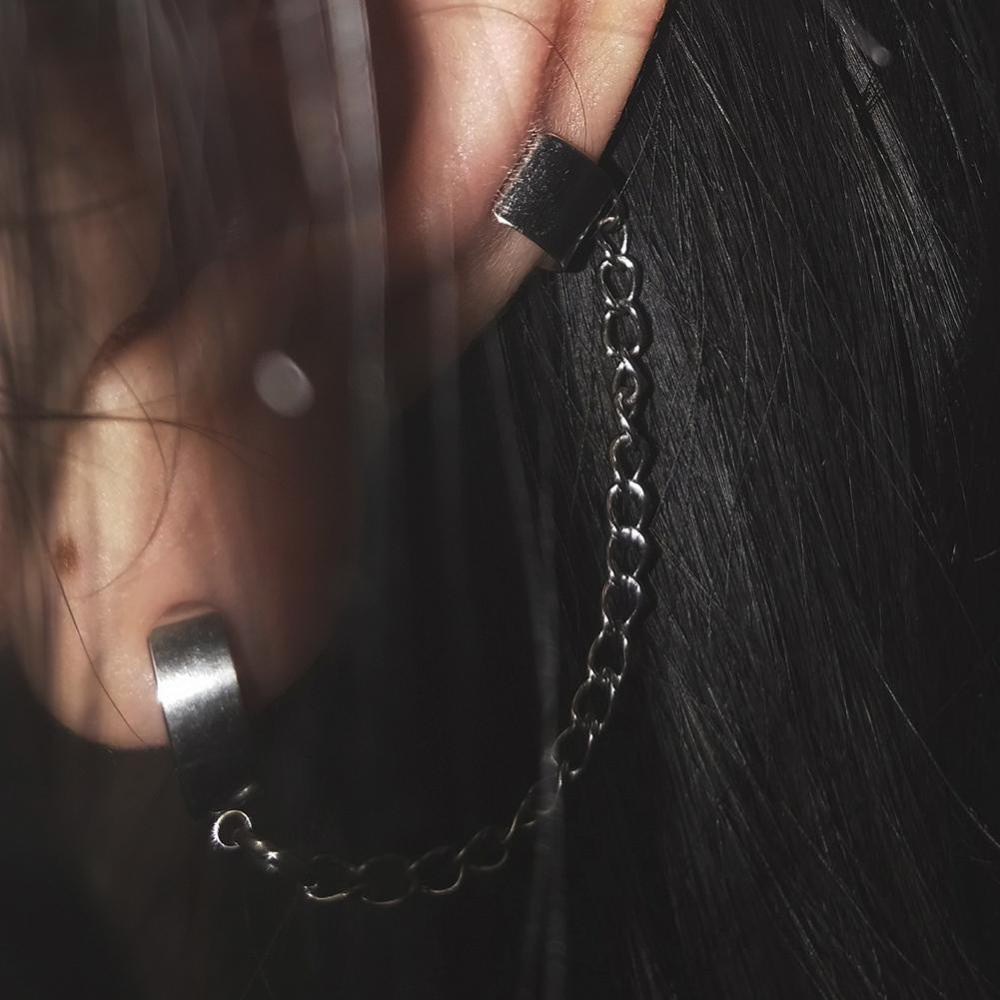 Timekey Anting Tusuk Rantai Stainless Steel Gaya Punk Untuk Wanita A3K6