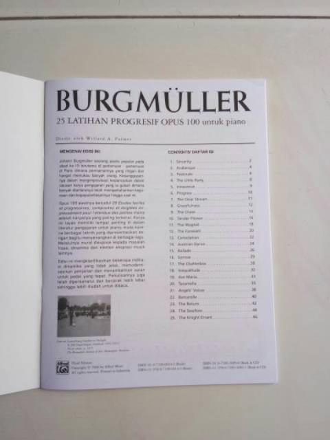 Buku piano Burgmuller op.100 Alfred Indonesian authorized edition