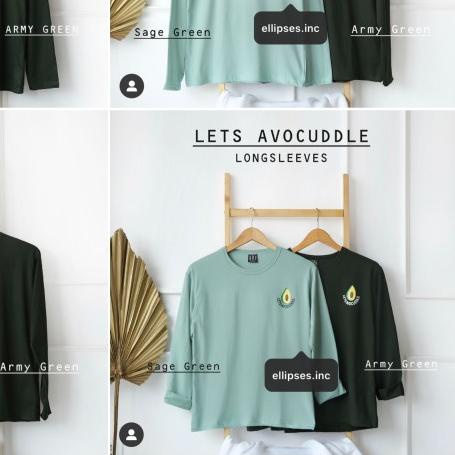 ✤ Ellipsesinc - Kaos Oversize Wanita Lengan Panjang Sage x Army - Dreamer,SAGE GREEN ➳