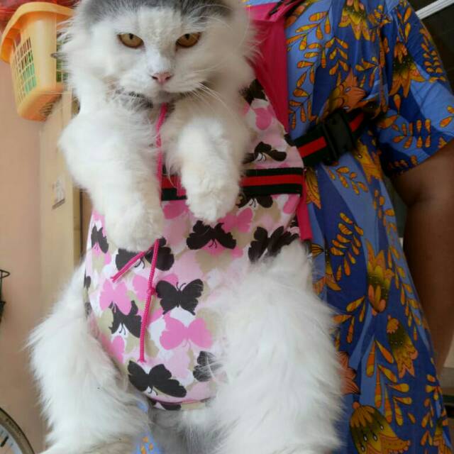 Gendongan kucing motif kupu-kupu tas kucing murah meriah size S-XL