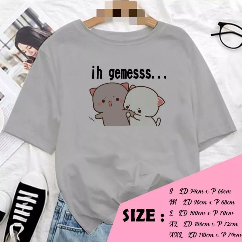 Kaos peach ih gemes bahan katun fit to XXL