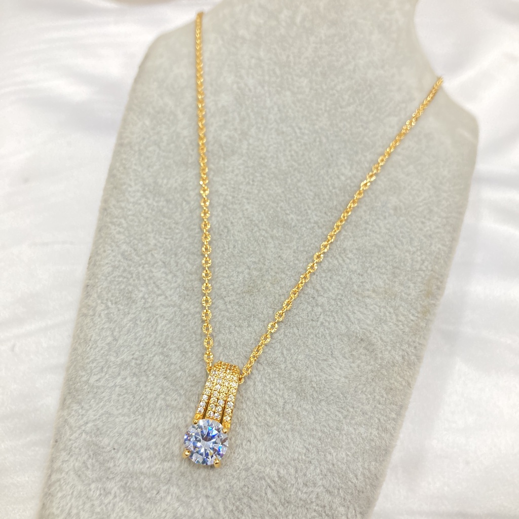 Kalung Liontin Lapis Emas Full Permata Zircon Perhiasan Xuping KLE56