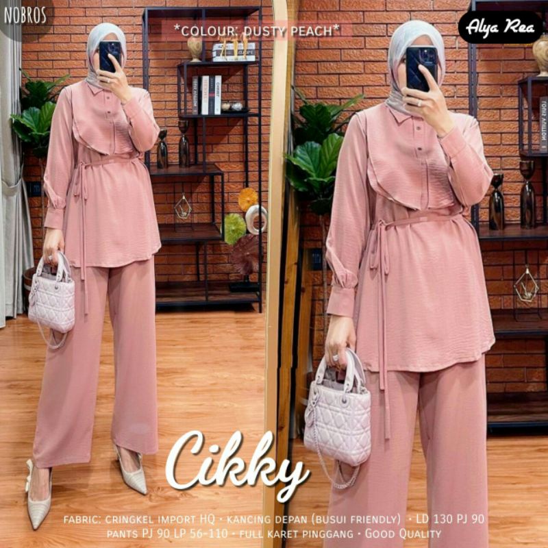 cikky set jumbo LD 130cm // setelan tunik dan celana crinkle premium