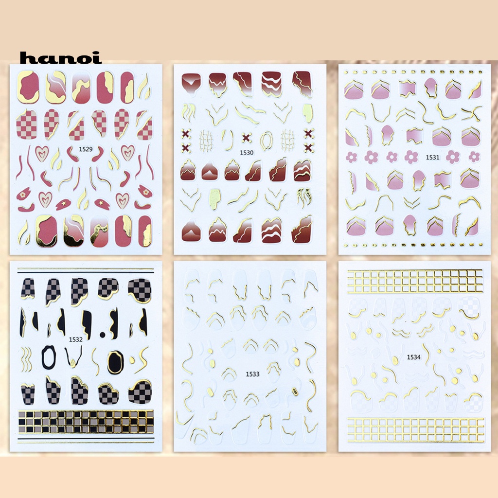 Han_stiker Kuku Motif Geometri Untuk Dekorasi Nail Art