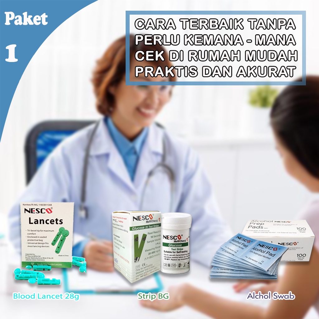 PAKET 1A (BLOOD LANCET + ALCOHOL SWAB + STRIP GULA DARAH)