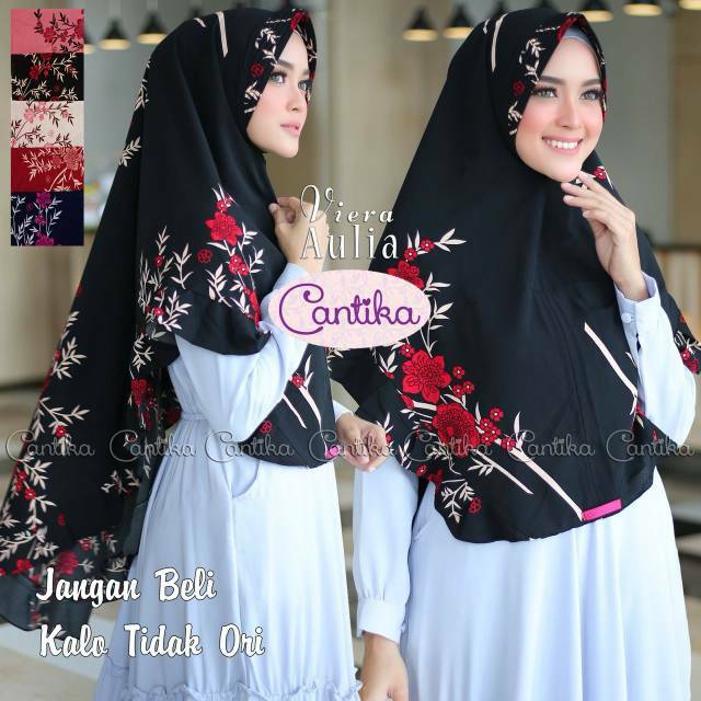 KHIMAR VIERA LESTARI. JILBAB CANTIKA. HIJAB REMPEL BUNGA. KERUDUNG INSTAN MOTIF