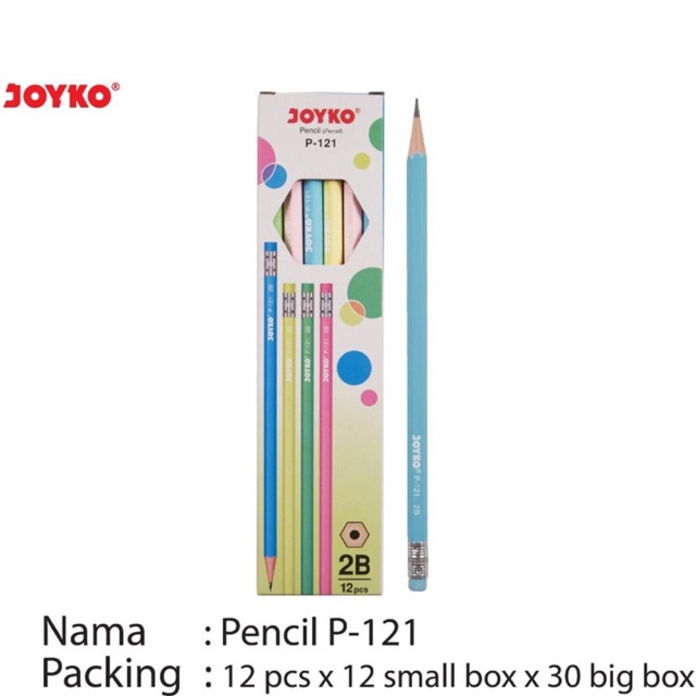 

P 121 Pencil 2B warna pastel cantik Sketch Drawing P-121 P121 Joyko isi 12 pcs