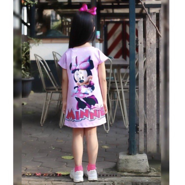 DRESS SCUBA PRINTING KARAKTER MINIEMOUSE,HOMEDRESS,BAJU ANAK CEWEK ,BAJU ANAK LUCU