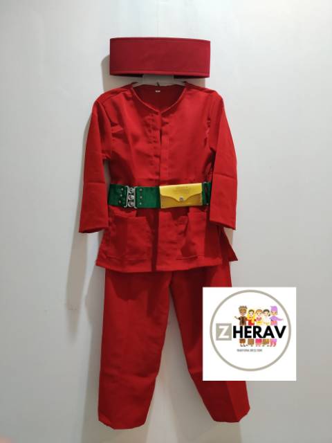 Baju adat Betawi Pitung anak / Baju Pangsi anak Lengkap Peci + Sabuk hijau (gesper )ukuran XL(SD)