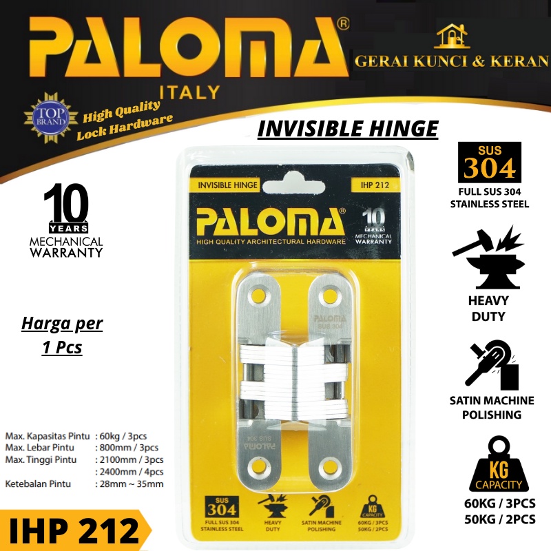 PALOMA IHP 212 INVISIBLE HINGE ENGSEL TANAM P50 STAINLESS STEEL